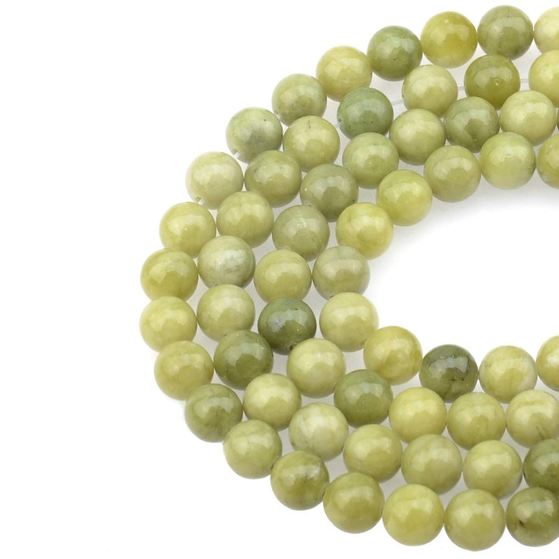 LPBeads 100PCS 8mm Natural Green Jade Beads Gemstone Round Loose Beads for Jewelry Making with Crystal Stretch Cord - Image 1